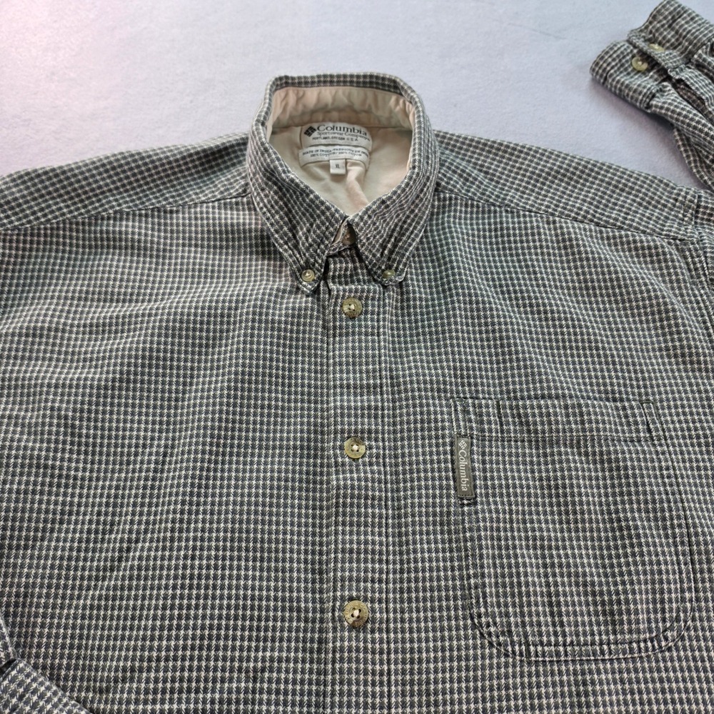Columbia Sportswear Mens XL Green Micro Check Shirt Outdoorsy Gorpcore - Picture 2 of 8